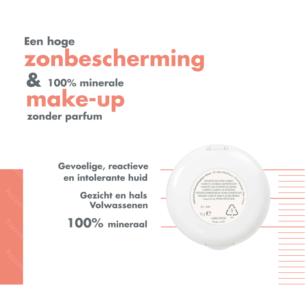 Avène Compact Getinte Zonnecrème SPF50+ Zand 10g