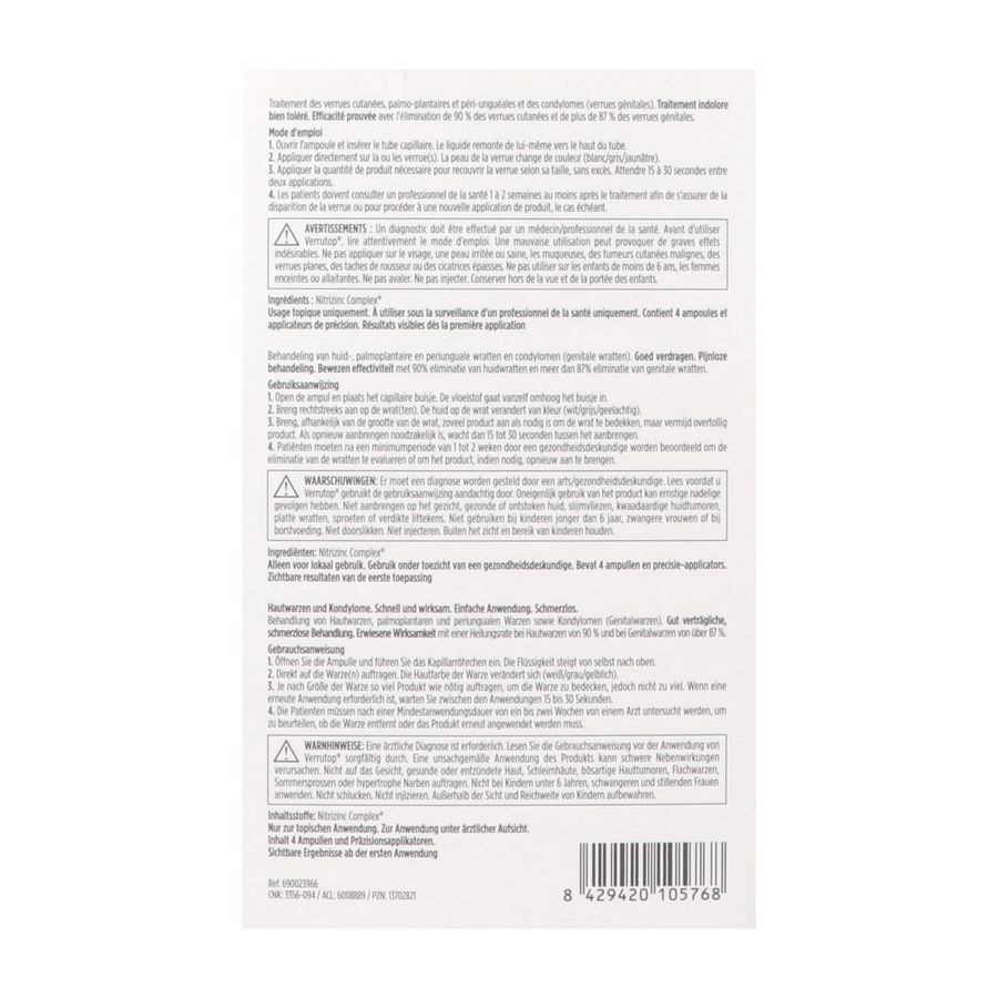 Isdin Verrutop Warts Oplossing / Behandeling Wratten 4 X 0,1ml Flesjes