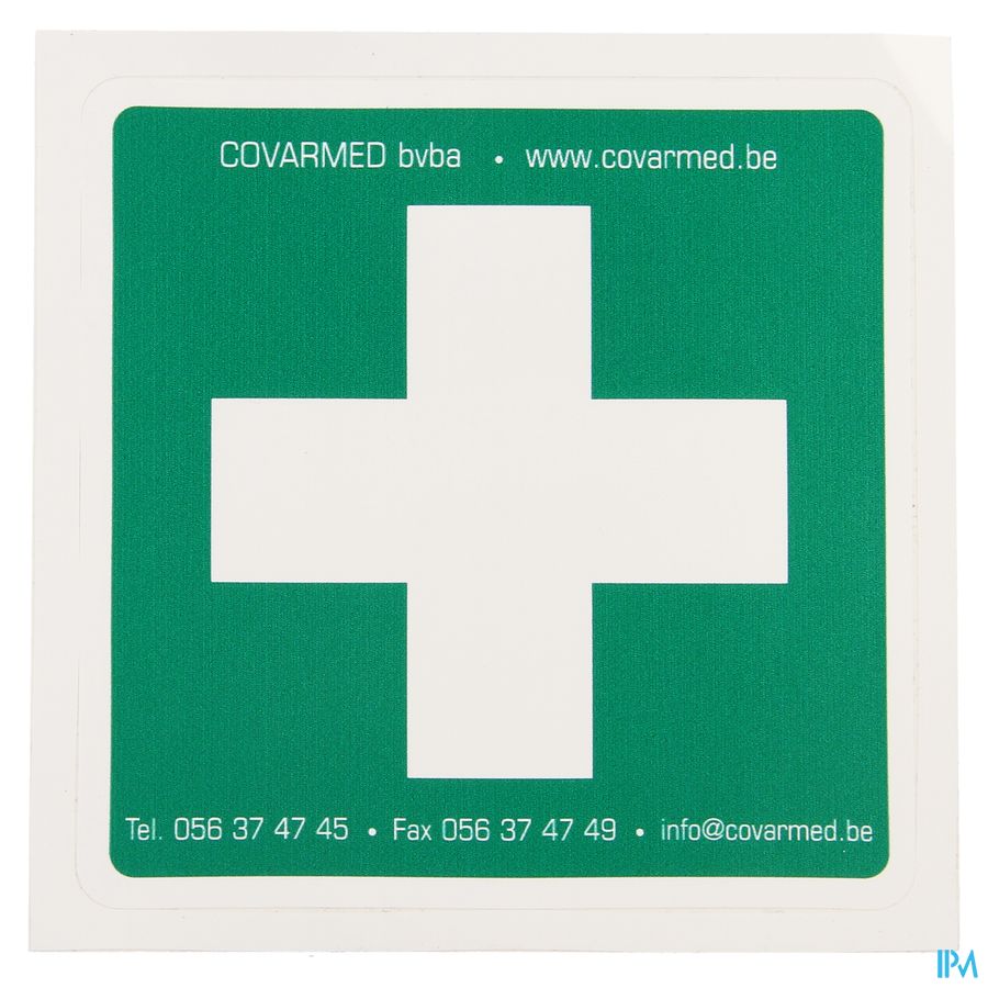 Sticker Groen Wit Kruis Ehbo 10x10cm afbeelding 1