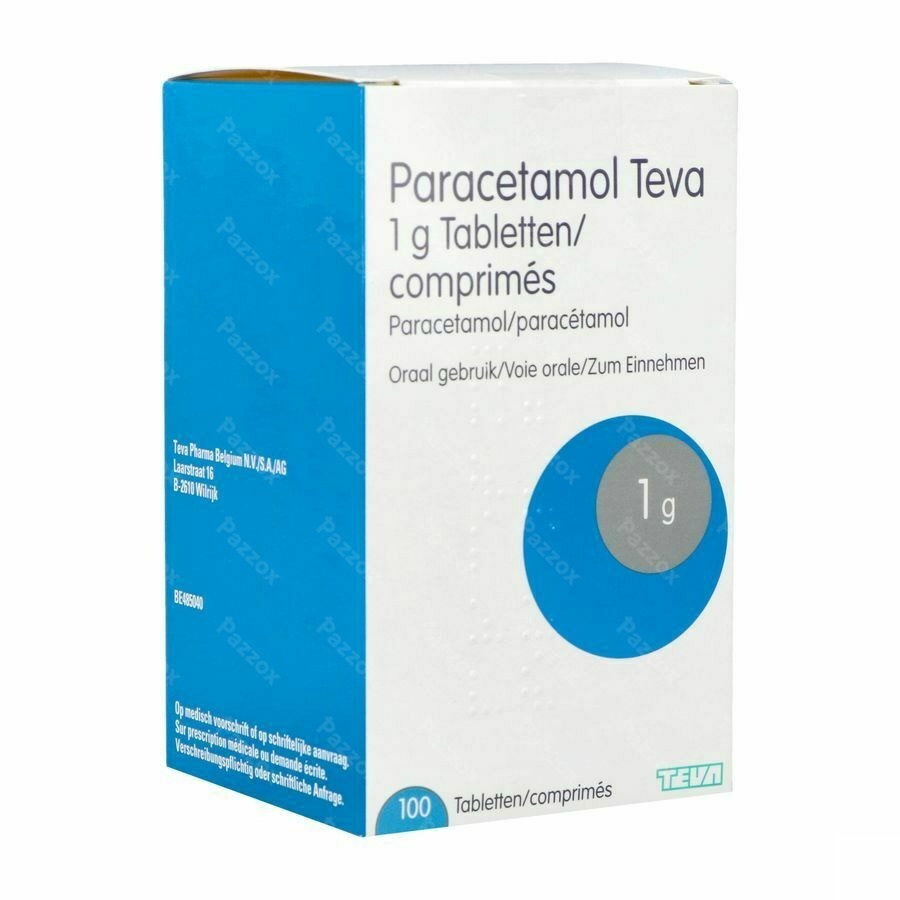 Paracetamol Teva 1g 100 Tabletten in Flacon