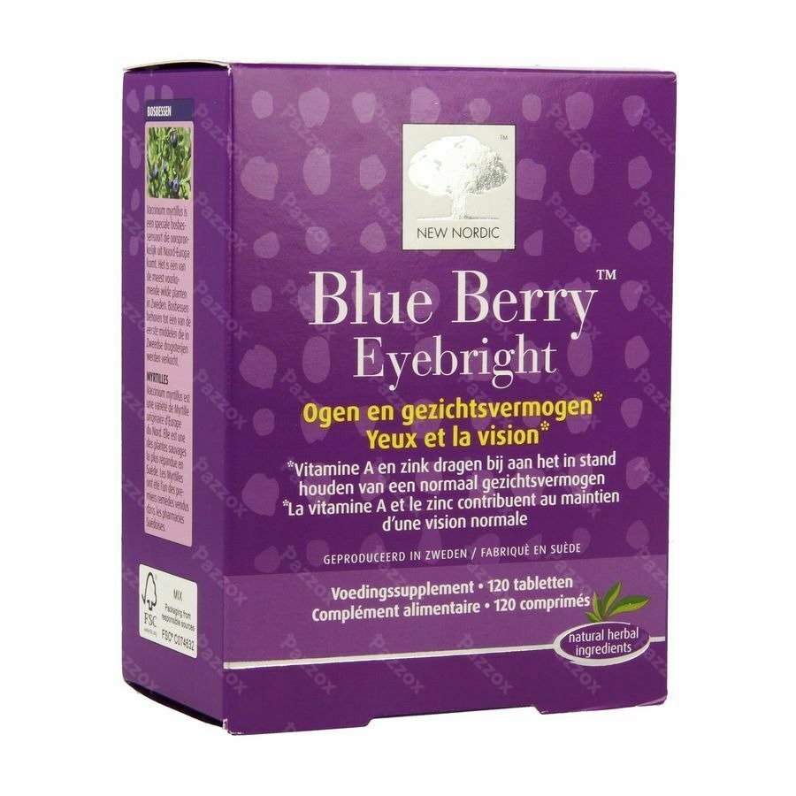 New Nordic Blue Berry Eyebright Voedingssupplement Ogen 120 Tabletten