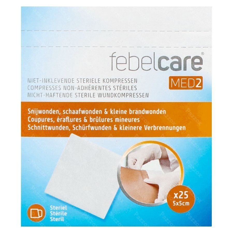 Febelcare Med2 Komp.n/inkl. Ster. 5,0x 5,0cm 25x1
