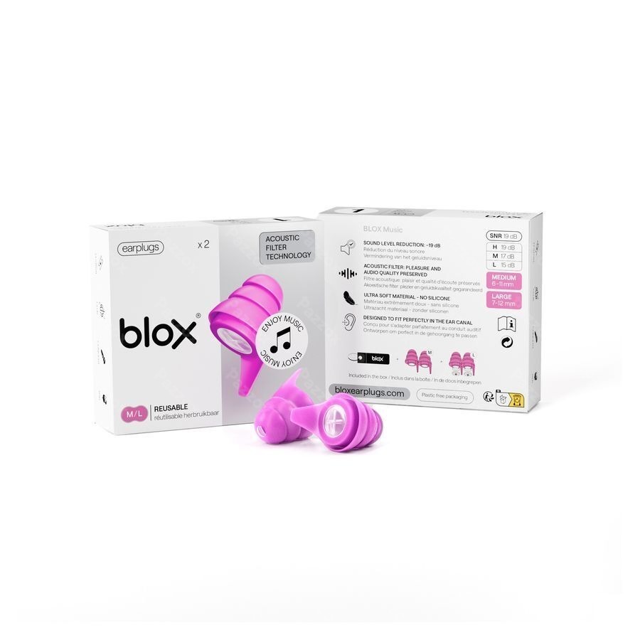 Blox Xperience Music Fluo Roze 1 Paar Oordoppen