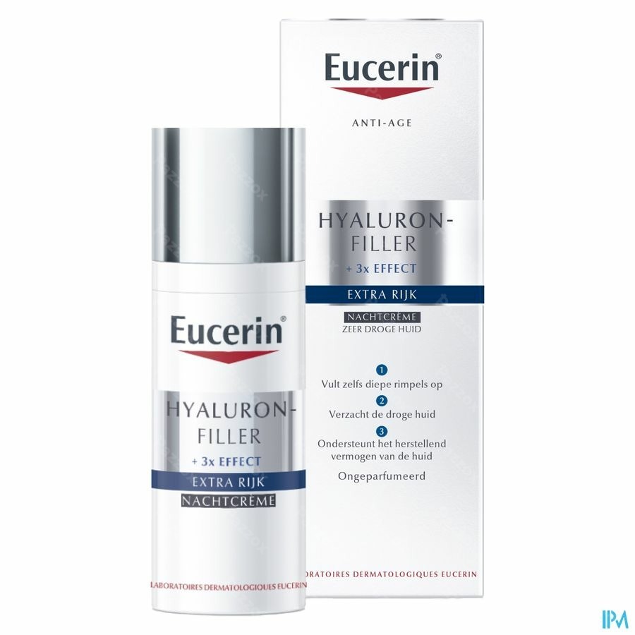 Eucerin Hyaluron-Filler Extra Rijk Nachtcrème Anti-Age en Rimpels Zeer Droge Huid 50ml