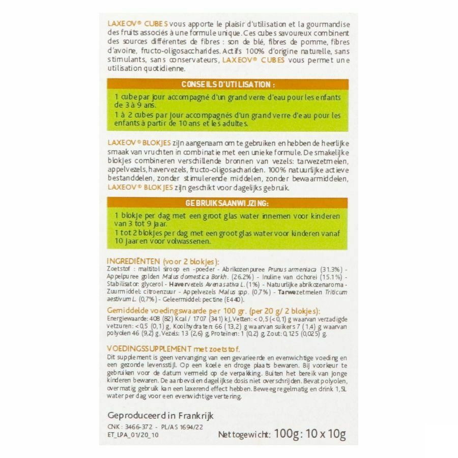 Laxeov Appel-abrikoos Blokjes 10x10g