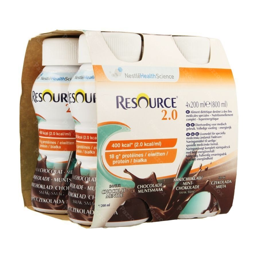 Resource 2.0 Chocolade-munt 4x200ml 
