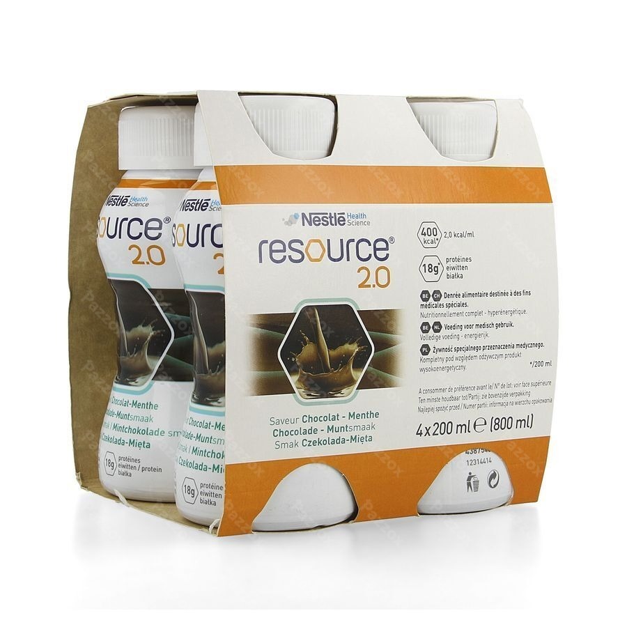 Resource 2.0 Chocolade-munt 4x200ml 
