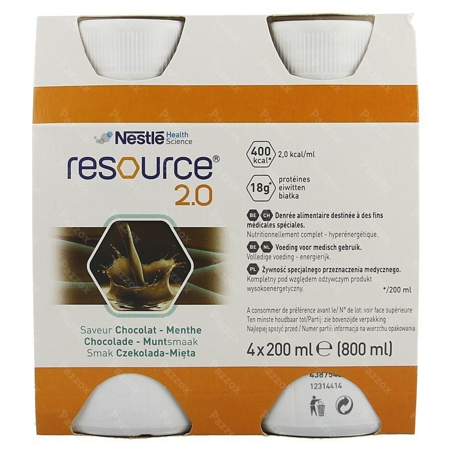 Resource 2.0 Chocolade-munt 4x200ml 