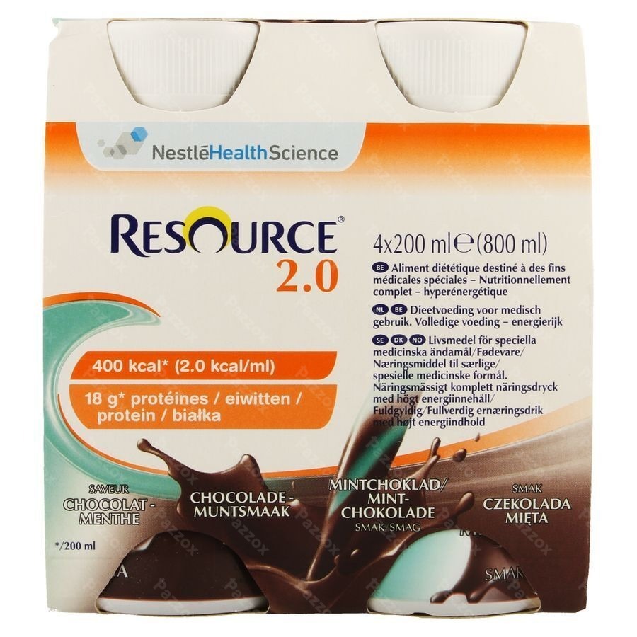Resource 2.0 Chocolade-munt 4x200ml 