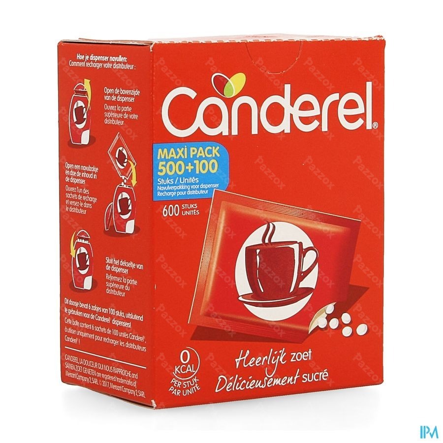 Canderel Navulpak Voor Dispenser Maxi Tabl 500+100