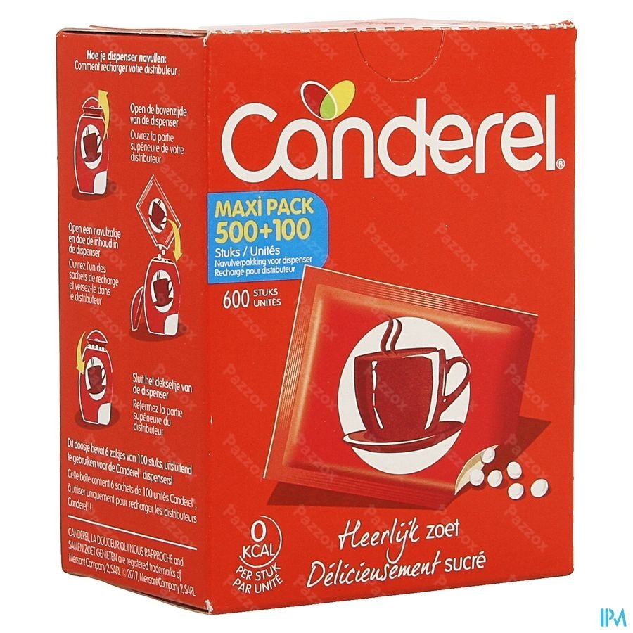 Canderel Navulpak Voor Dispenser Maxi Tabl 500+100