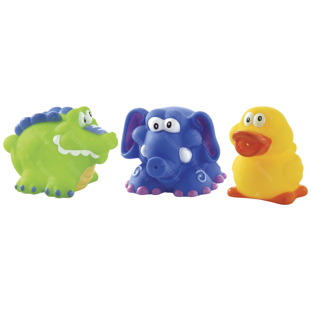 Nuby Spuitende badspeeltjes: Krokodil, Olifant en Eend - 4m+     