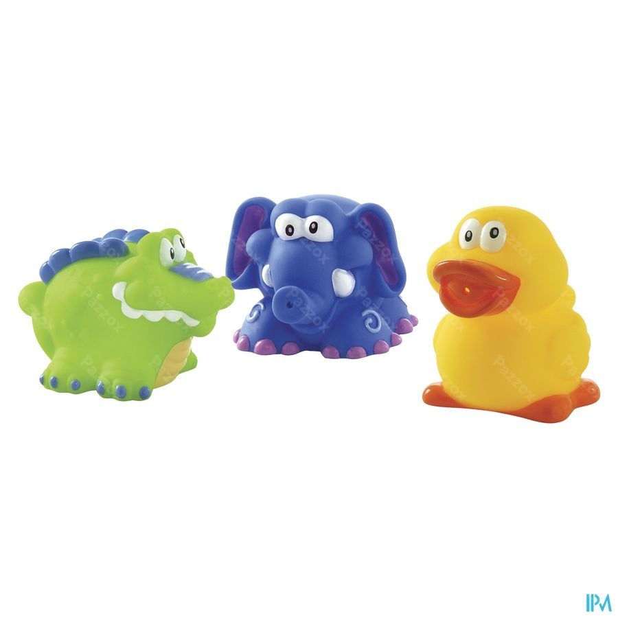 Nuby Spuitende badspeeltjes: Krokodil, Olifant en Eend - 4m+     