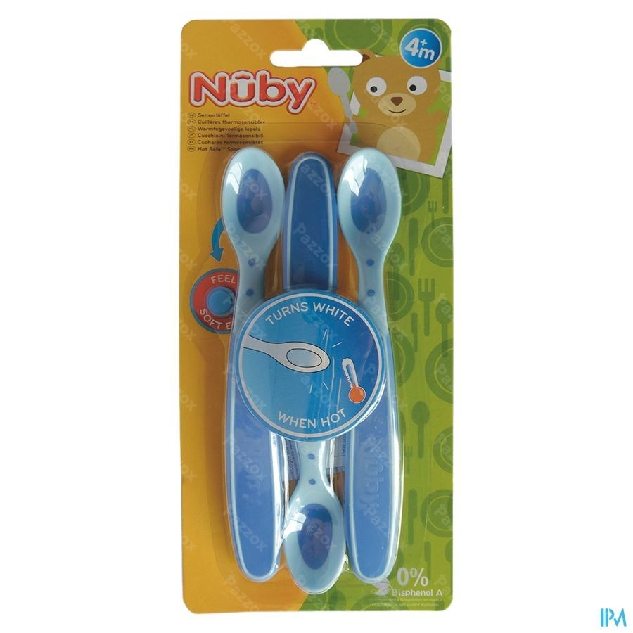Nûby Zachte en warmtegevoelige lepel - 3stk - 3m+ 