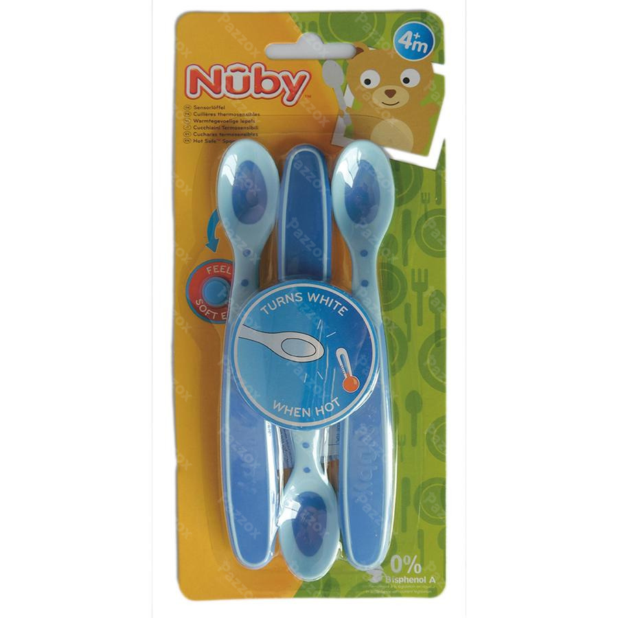 Nûby Zachte en warmtegevoelige lepel - 3 stk - 3m+