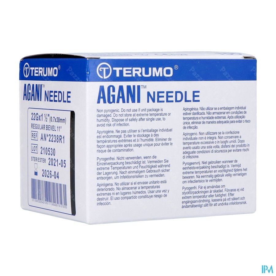 Terumo Naald Agani 22g 1 1/2 Rb Zwart 100