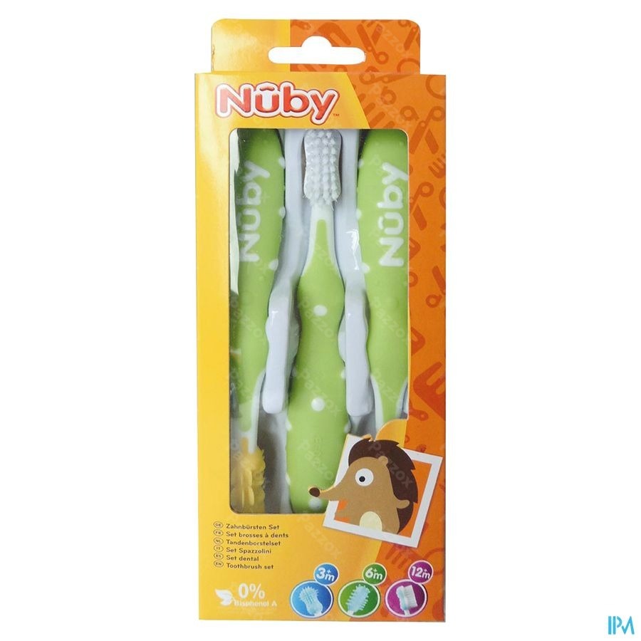 Nûby Tandenborstelset 3 stuks – 3m+ 
