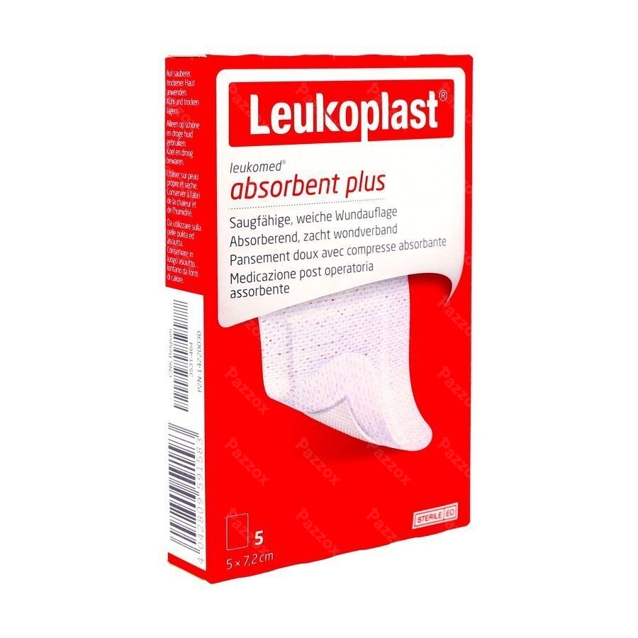 Leukoplast Absorbent Plus 5x7.5cm 5 Pleisters