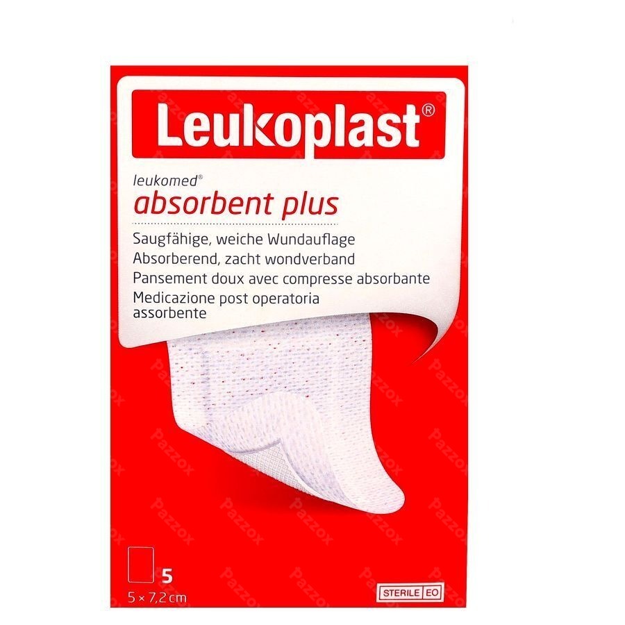 Leukoplast Absorbent Plus 5x7.5cm 5 Pleisters