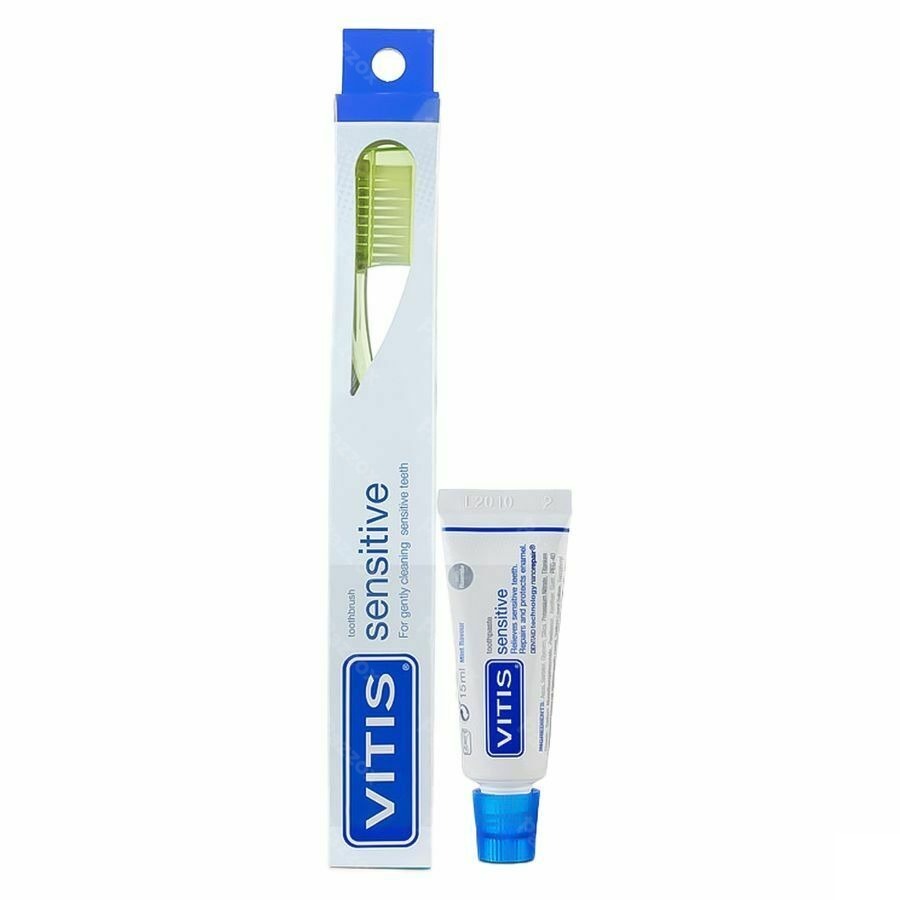 Vitis Sensitive Tandenborstel + 15ml Tandpasta