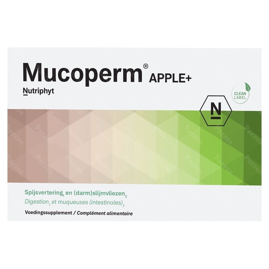 Nutriphyt Mucoperm Apple+ Voedingssupplement Spijsvertering En (darm) Slijmvliezen 60 Zakjes 240g