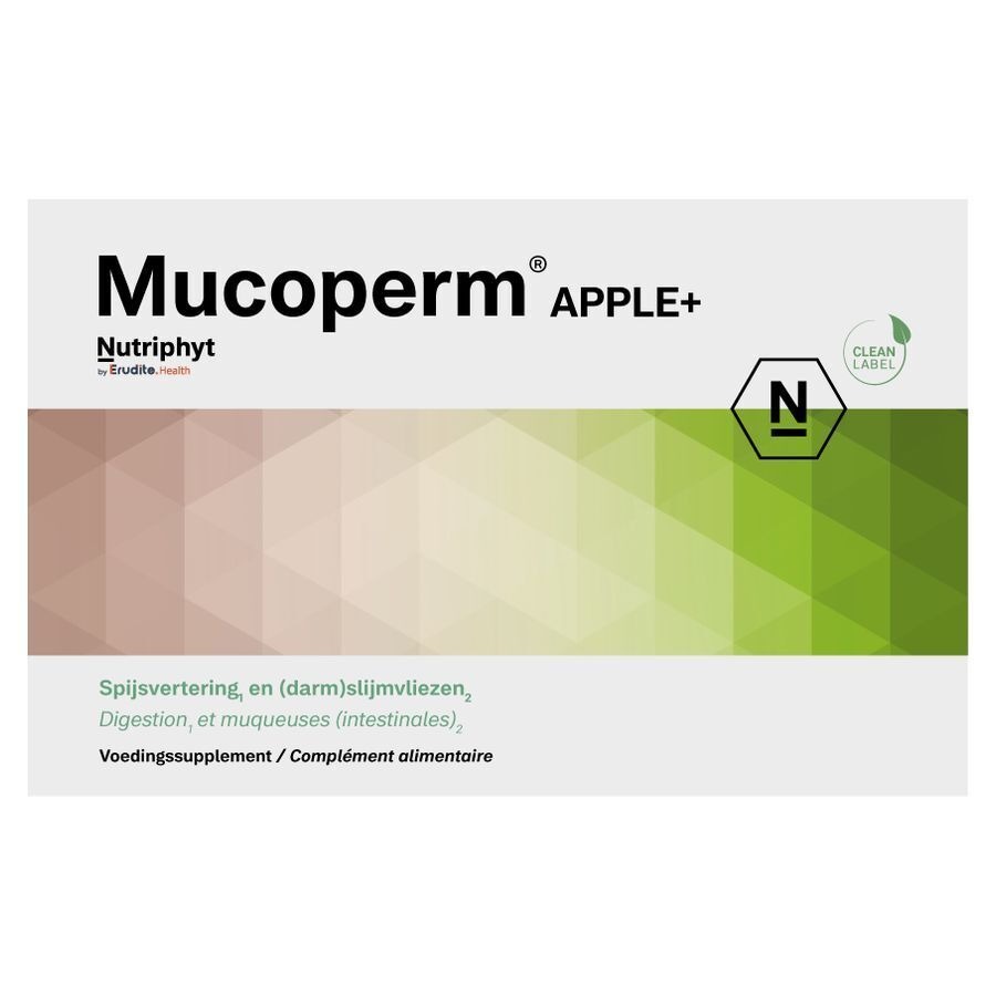 Nutriphyt Mucoperm Apple+ Voedingssupplement Spijsvertering En (darm) Slijmvliezen 60 Zakjes 240g
