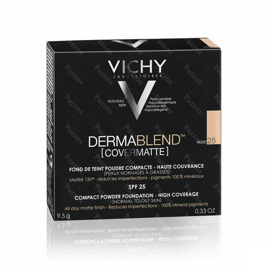 Vichy Dermablend Covermatte Poeder Foundation Vette Huid 25 Nude 9,5g