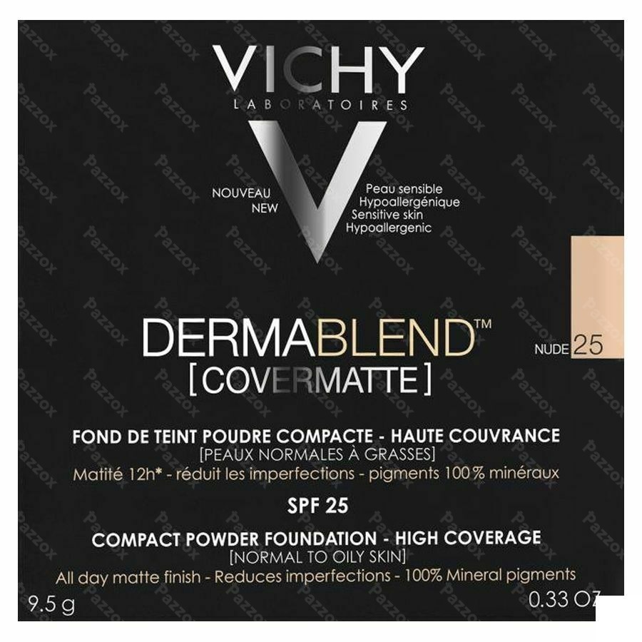 Vichy Dermablend Covermatte Poeder Foundation Vette Huid 25 Nude 9,5g