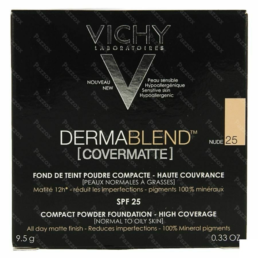 Vichy Dermablend Covermatte Poeder Foundation Vette Huid 25 Nude 9,5g