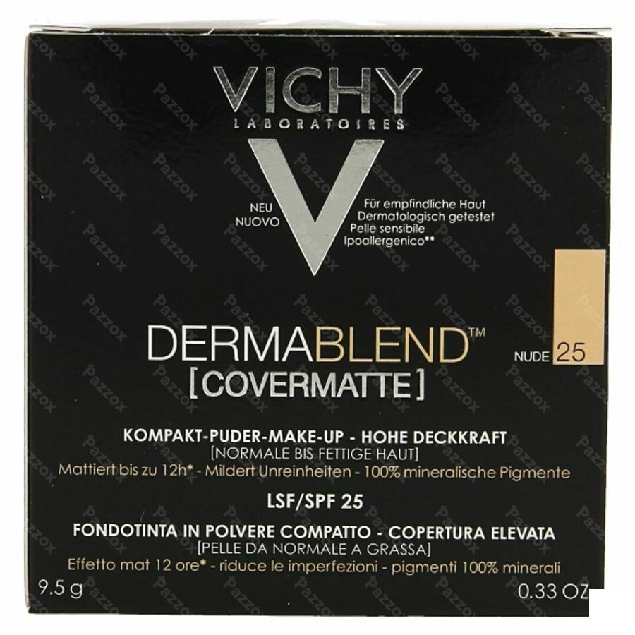 Vichy Dermablend Covermatte Poeder Foundation Vette Huid 25 Nude 9,5g