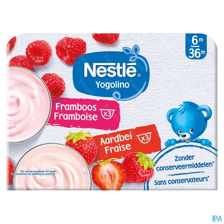 Nestle Yogolino Yoghurt Aardbei, Framboos Baby 6+ Maanden 4x100g