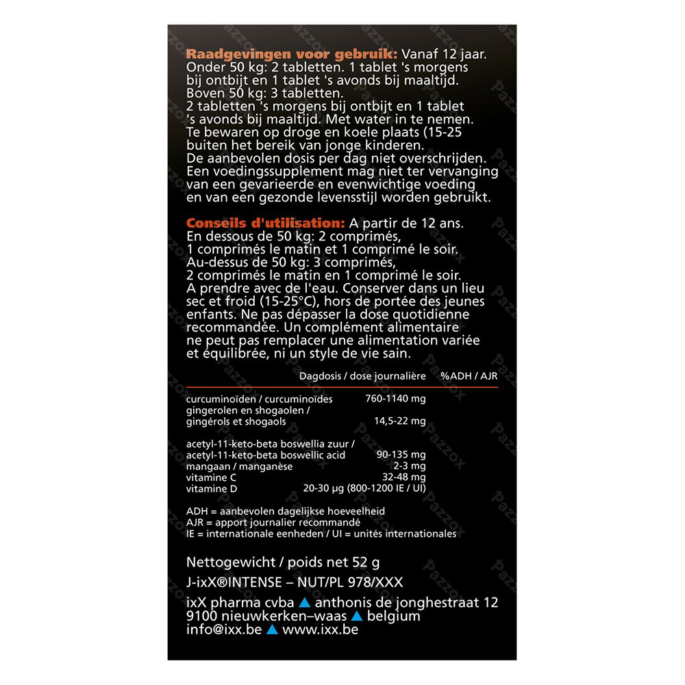 J-ixX Intense Voedingssupplement Spieren en Gewrichten 60 Tabletten