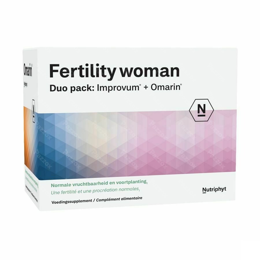 Nutriphyt Fertility Vrouw Voedingssupplement Vruchtbaarheid Duo Pack Improvum + Omarin