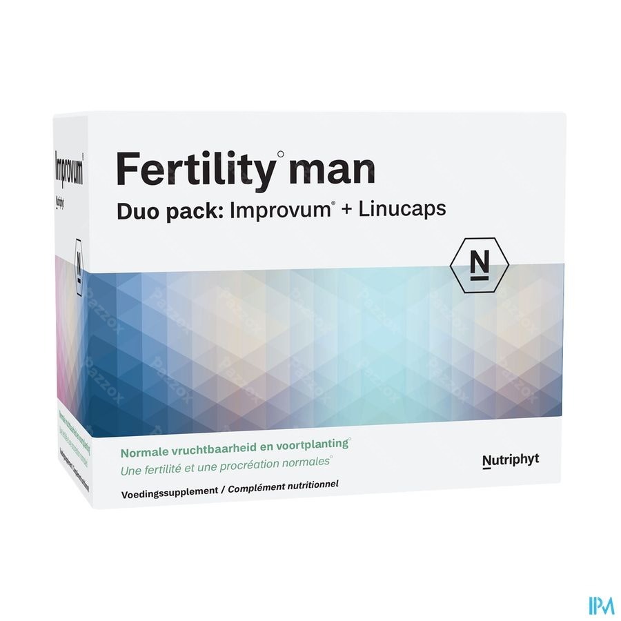 Nutriphyt Fertility Man Voedingssupplement Vruchtbaarheid Duo Pack Improvum + Linucaps