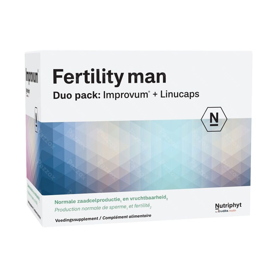 Nutriphyt Fertility Man Voedingssupplement Vruchtbaarheid Duo Pack Improvum + Linucaps