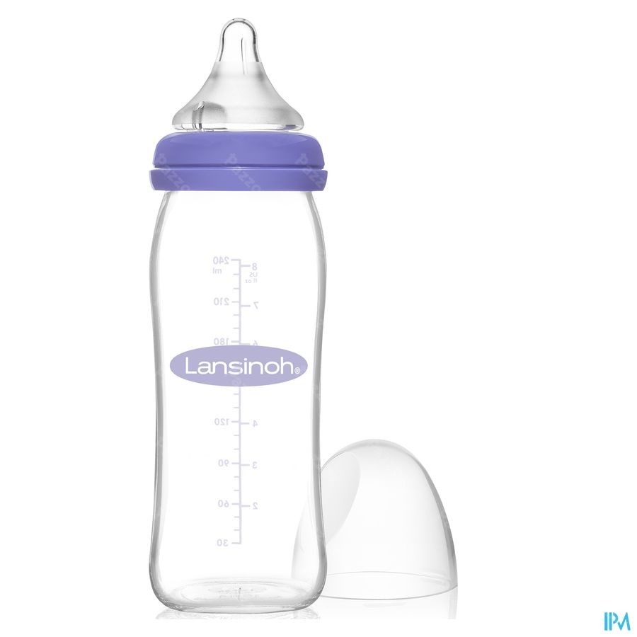 Lansinoh Glazen Zuigfles + Speen 240ml