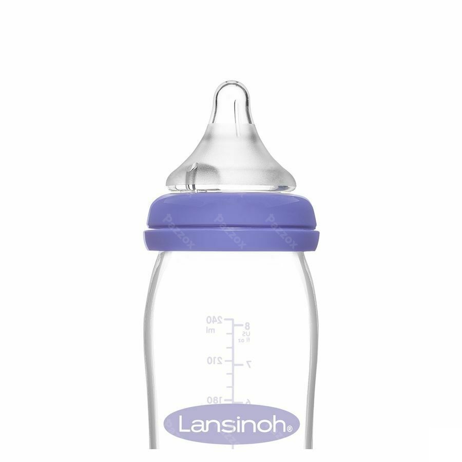 Lansinoh Glazen Zuigfles + Speen 240ml