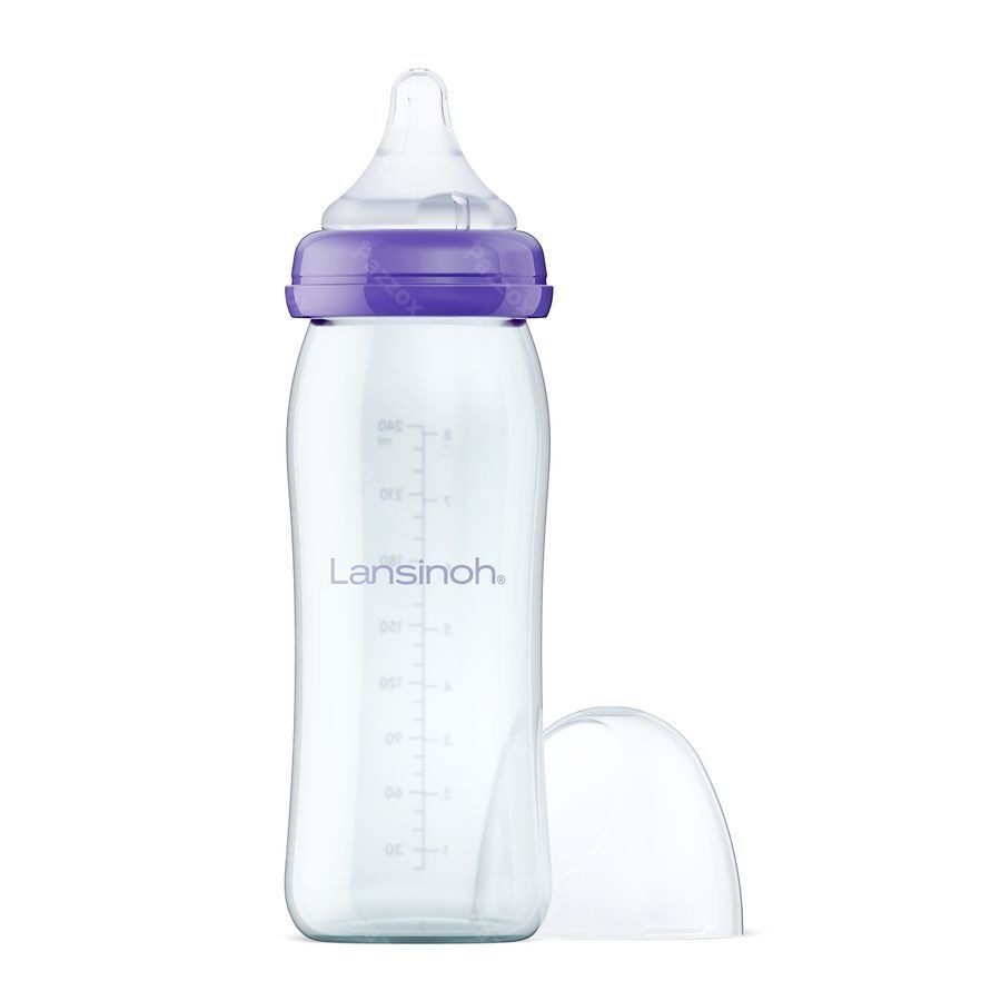 Lansinoh Glazen Zuigfles + Speen 240ml
