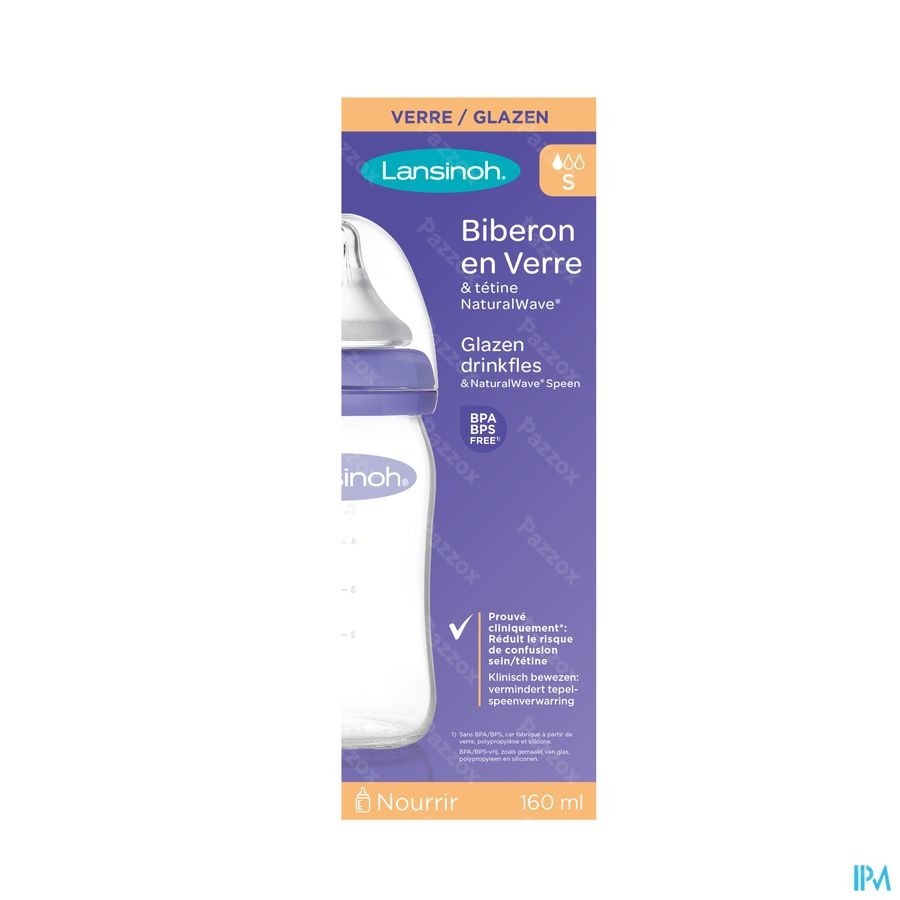 Lansinoh Glazen Zuigfles + Speen 160ml