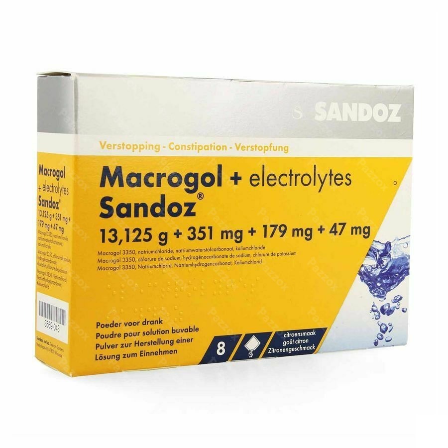 Macrogol + Electr Sandoz Pdr Ciroensmaak Zakje 8
