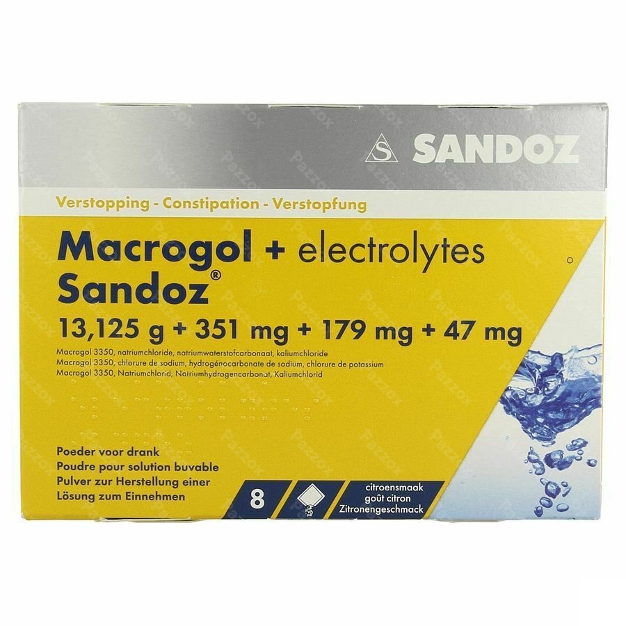 Macrogol + Electr Sandoz Pdr Ciroensmaak Zakje 8