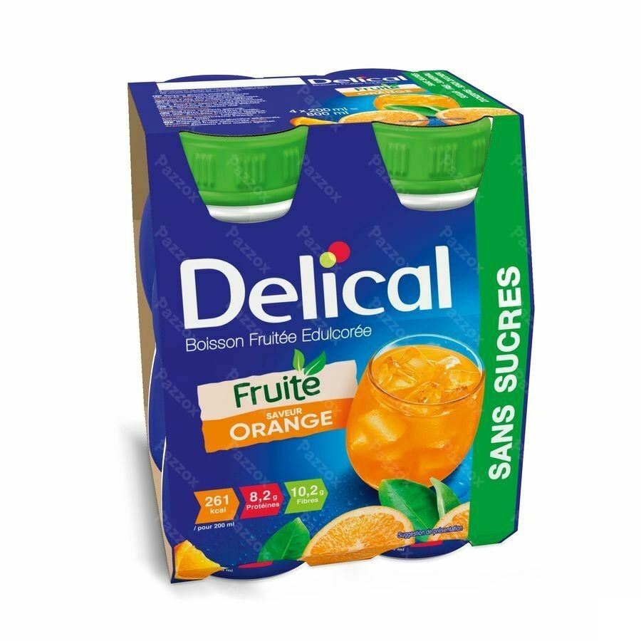 Delical Fruitdrink Gezoet Sinaasappel 4x200ml