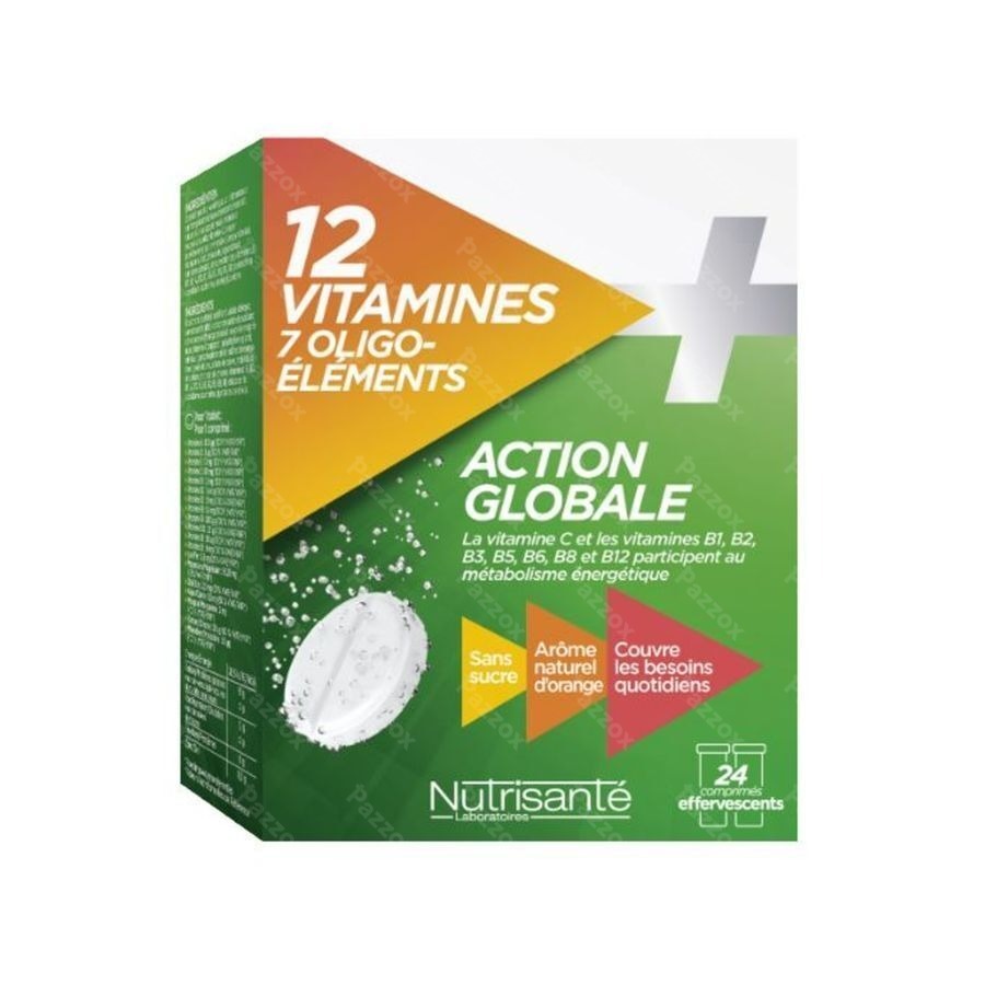 Nutrisané 12 Vitamines + 7 Oligo-elementen Algemene Werking 2x12 bruistablettenNutrisané 12 Vitamines + 7 Oligo-