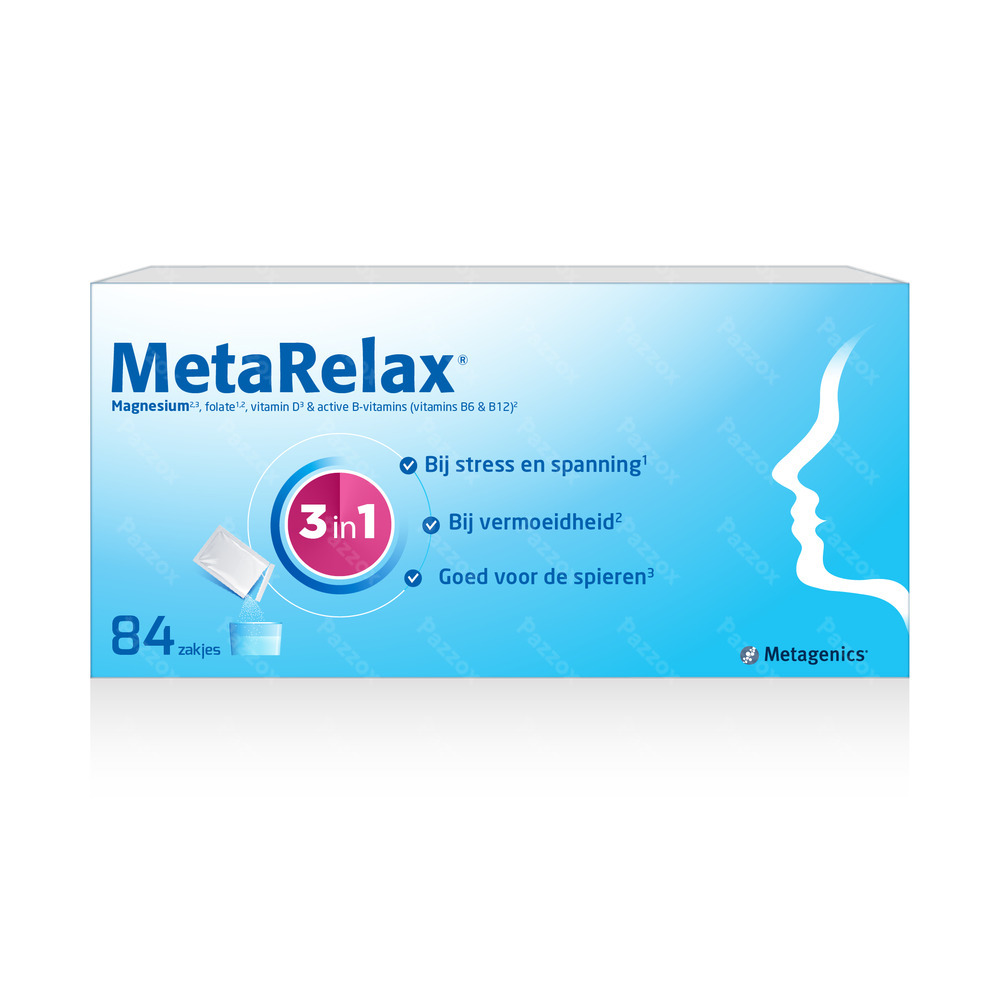 Metagenics MetaRelax Voedingssupplement Stress En Vermoeidheid 84 Zakjes