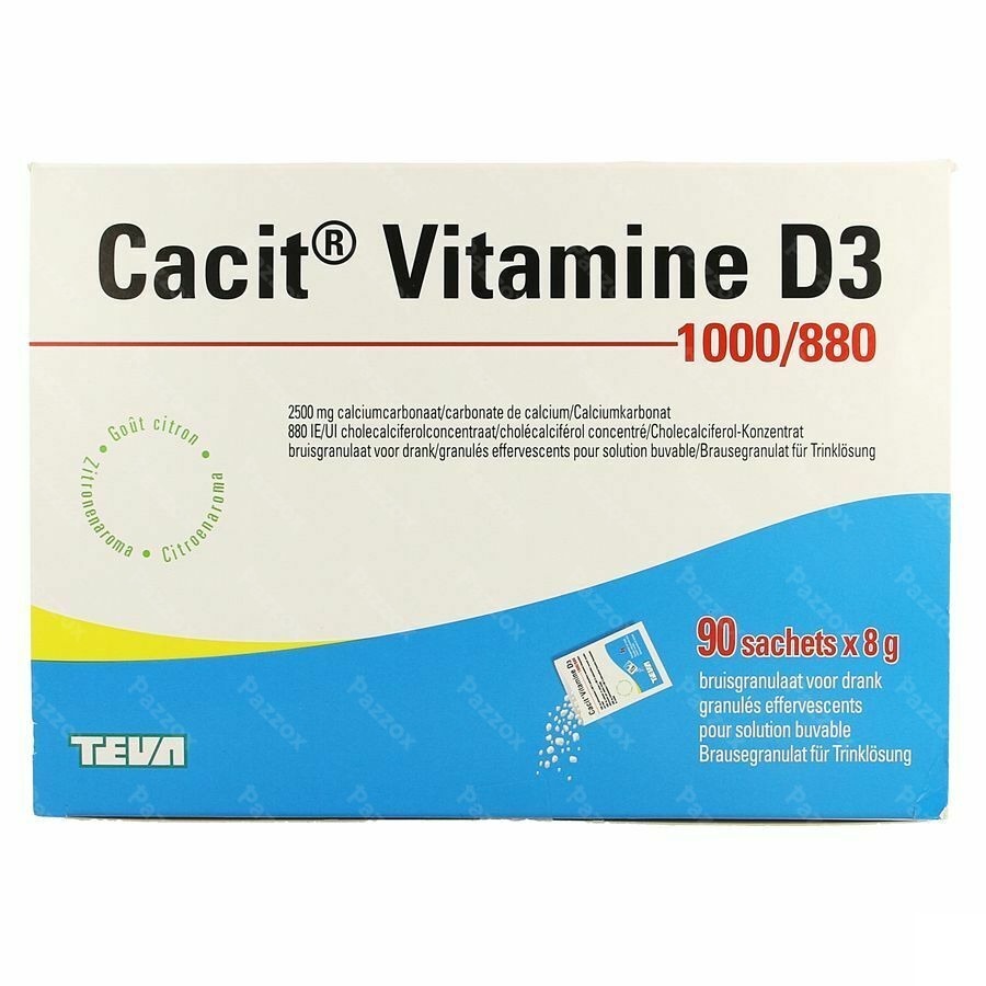 Cacit Vit. D3 1000mg/880ie Bruisgranul. Zakje 90