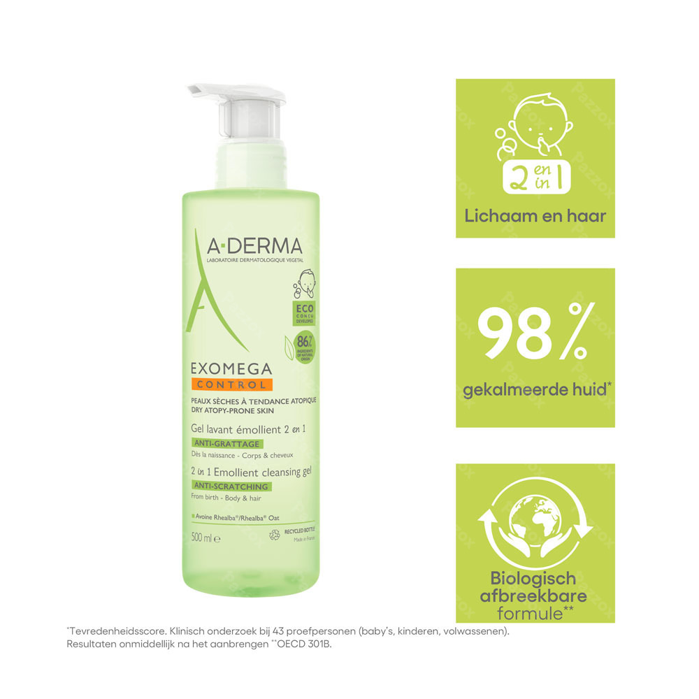 A-Derma Exomega Control 2 in 1 Reinigingsgel 500ml