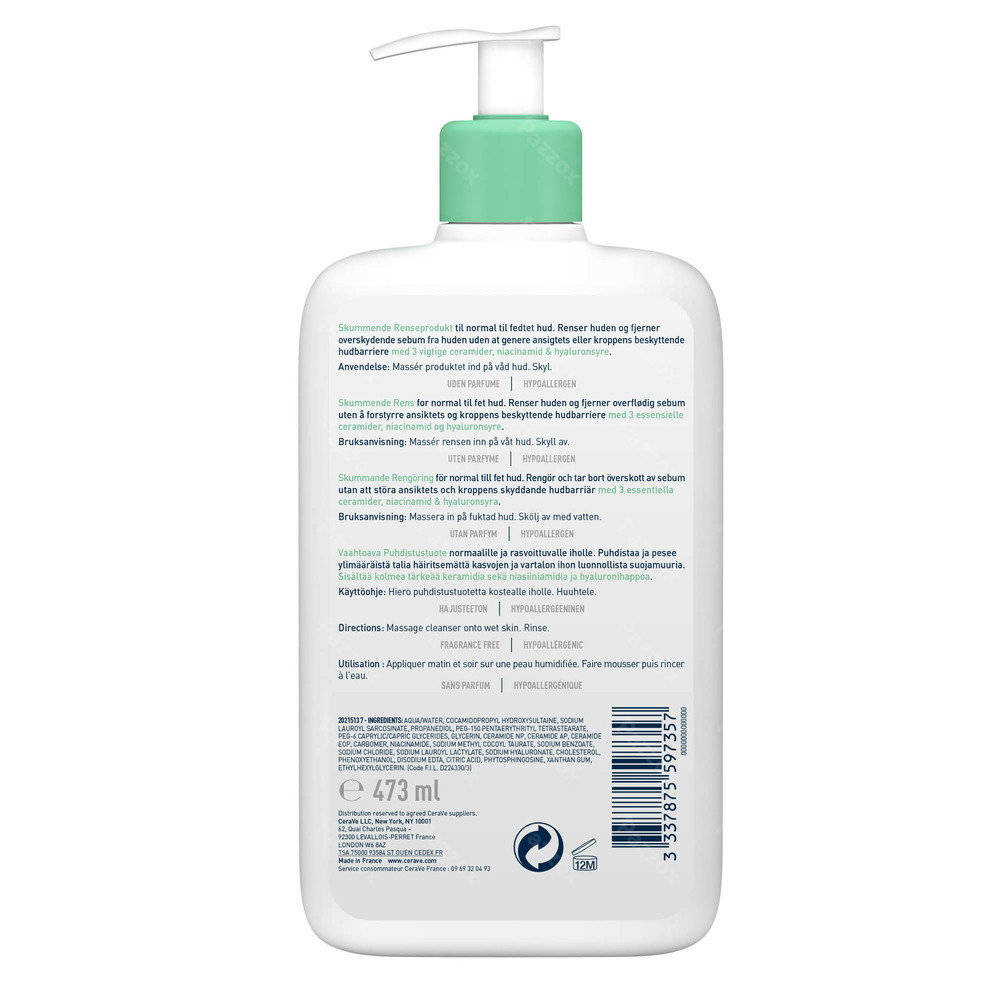CeraVe Schuimende Reinigingsgel Normale tot Vette Huid 473ml