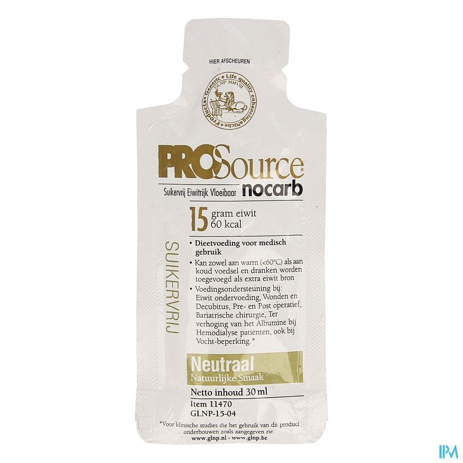 Prosource Nocarb Neutraal 15g Eiwit Zakje 1x30ml