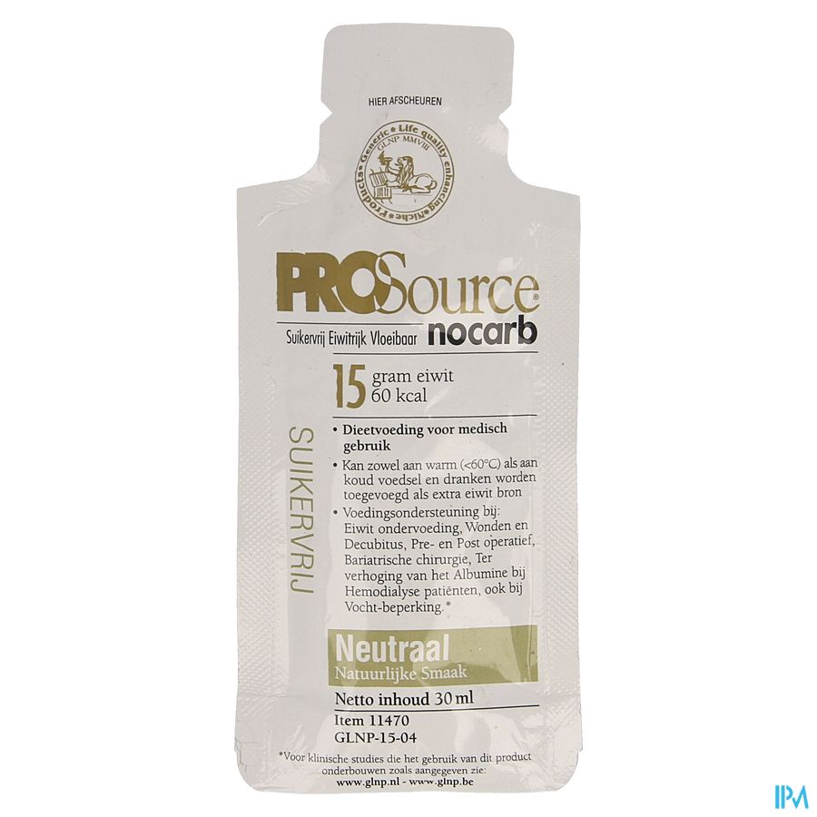 Prosource Nocarb Neutraal 15g Eiwit Zakje 1x30ml afbeelding 1