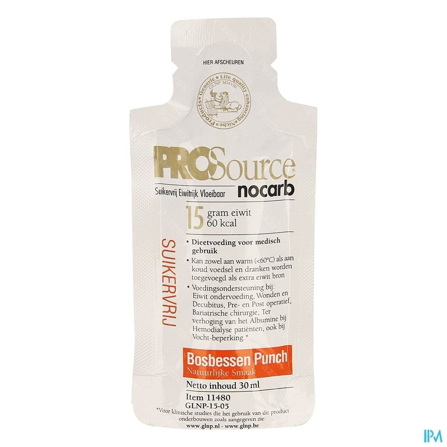 Prosource Nocarb Bosbes 15g Eiwit Zakje 1x30ml
